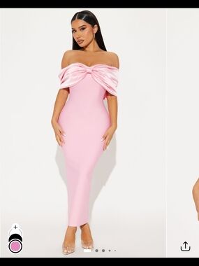 Fashion Nova Strapless Pink Midi Dress with Draped Twist